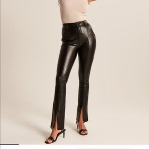 Abercrombie & Fitch Women's Curve Love Vegan Leather Split-Hem Pants size 4
